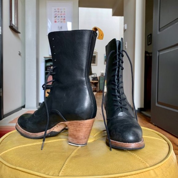 PS Kaufman No. 1018 Crosswalk Tall Lace-up Black Leather Boots - Picture 2 of 4